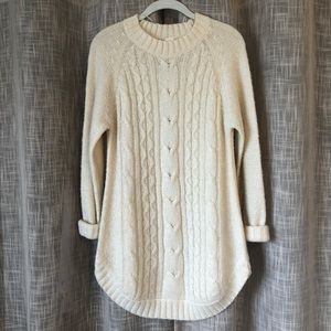 Nordstrom Cream Tunic Cable-Knit Sweater